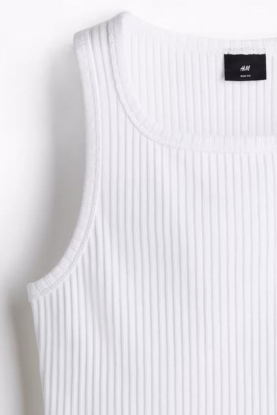 Топ без рукавов в рубчик slim fit