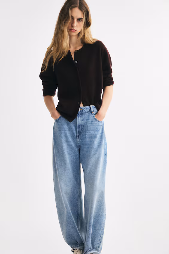 Кардиган свободного кроя темно-лиловый h&m