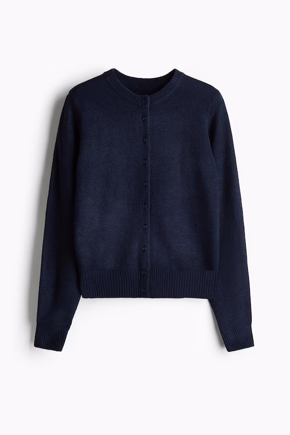 Кардиган с текстурой темно-синий h&m