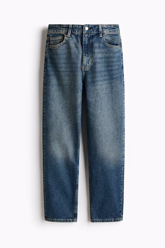 Джинсы mom slim fit с высокой талией и укороченным низом