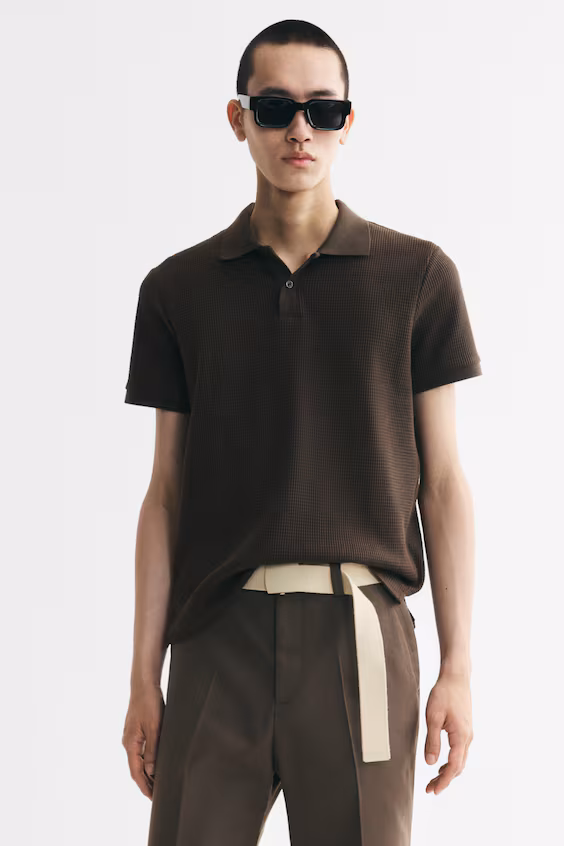 Поло из ткани с текстурой сот slim fit