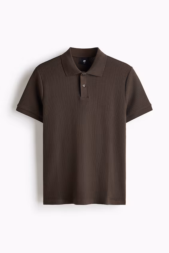 Поло из ткани с текстурой сот slim fit