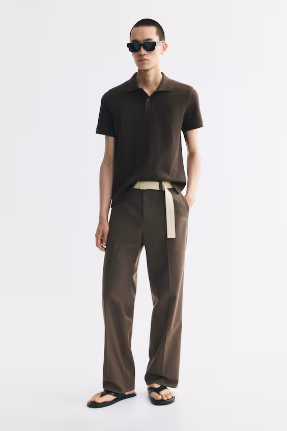 Поло из ткани с текстурой сот slim fit