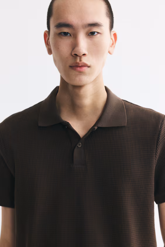 Поло из ткани с текстурой сот slim fit