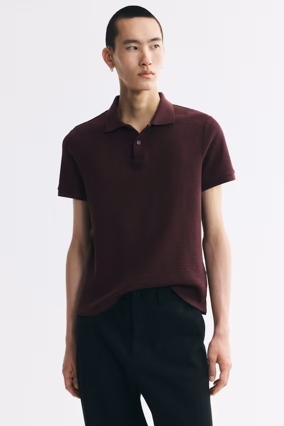 Поло из трикотажа с текстурой сот slim fit