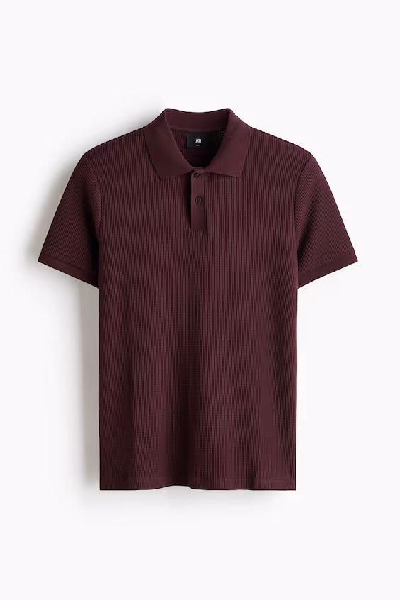 Поло из трикотажа с текстурой сот slim fit