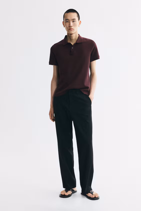 Поло из трикотажа с текстурой сот slim fit