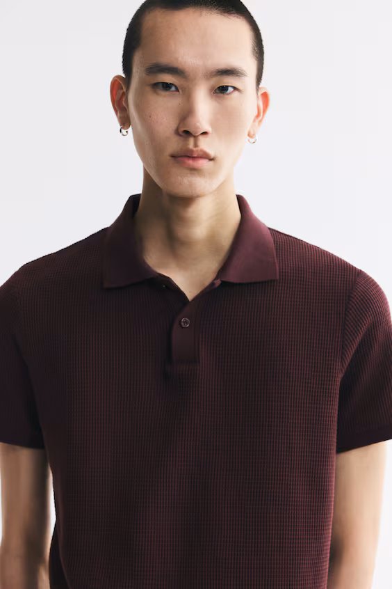 Поло из трикотажа с текстурой сот slim fit