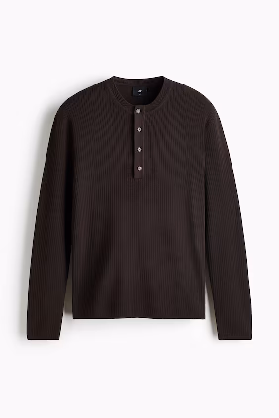 Вязаный свитер в рубчик с пуговицами slim fit