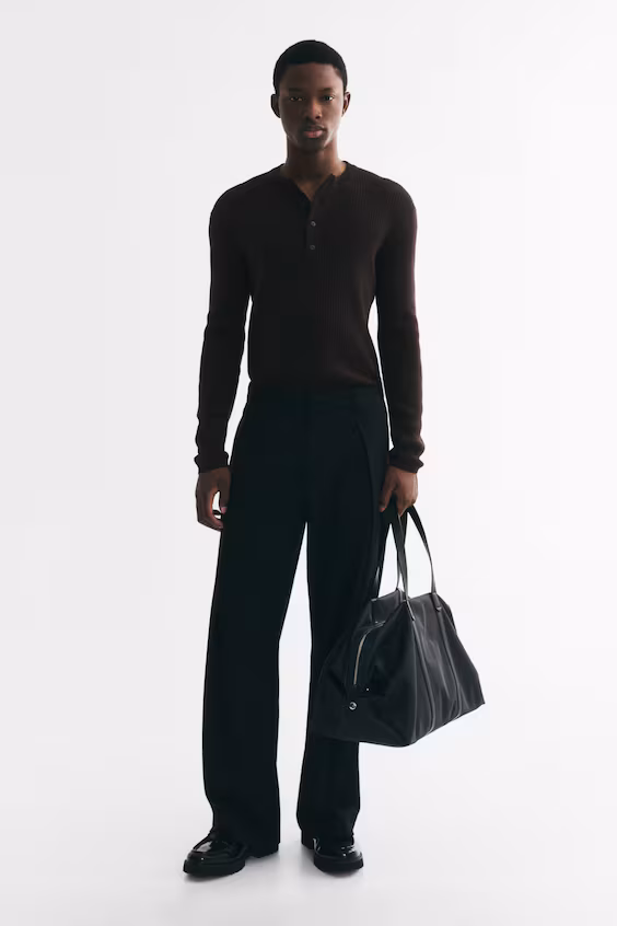 Вязаный свитер в рубчик с пуговицами slim fit