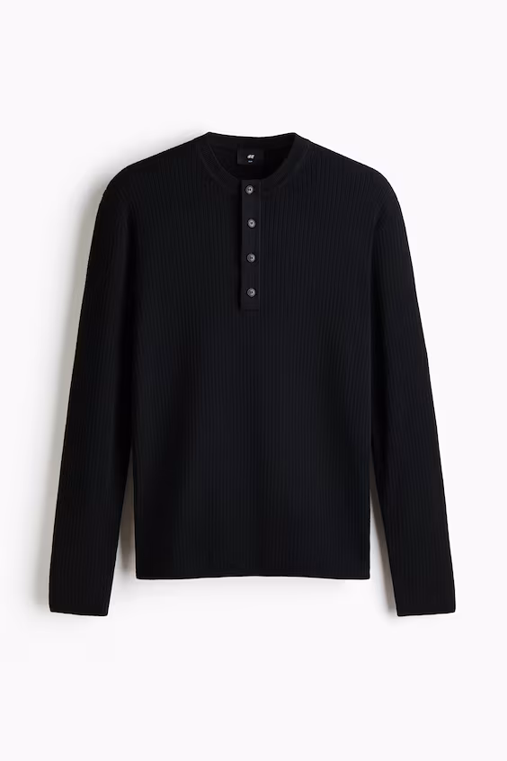 Вязаный свитер в рубчик с пуговицами slim fit