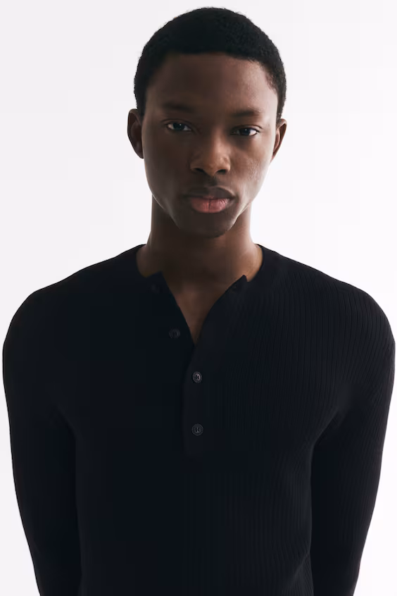 Вязаный свитер в рубчик с пуговицами slim fit