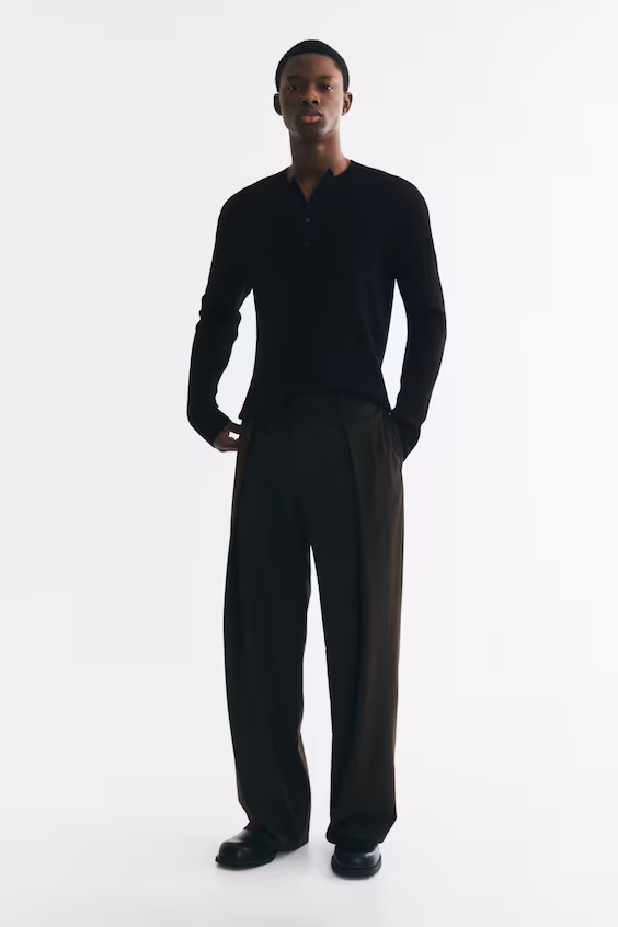 Вязаный свитер в рубчик с пуговицами slim fit