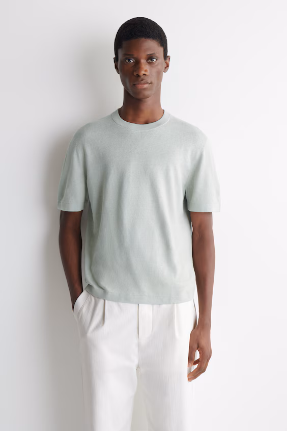 Вязаная льняная футболка h&m