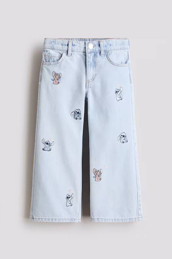 Джинсы wide leg с принтом