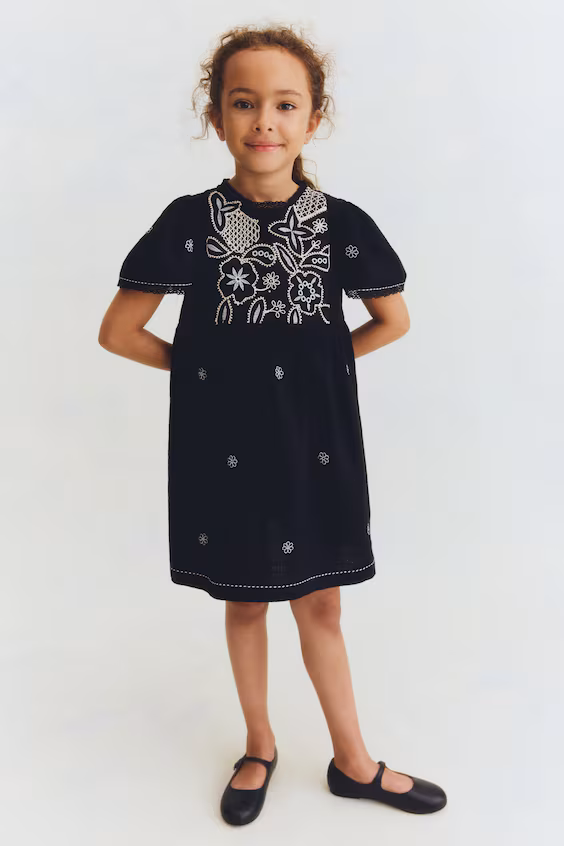 Хлопковое платье с вышивкой h&m