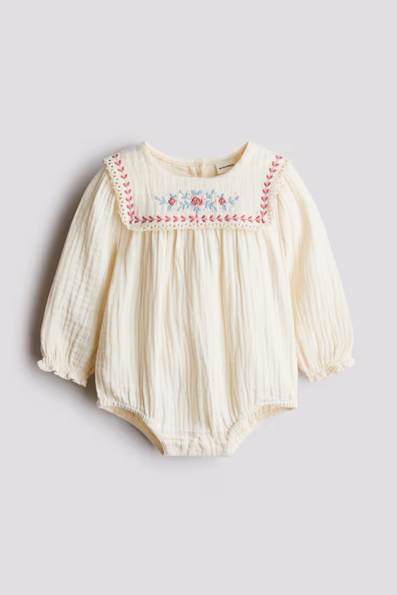 Хлопковый комбинезон с вышивкой h&m