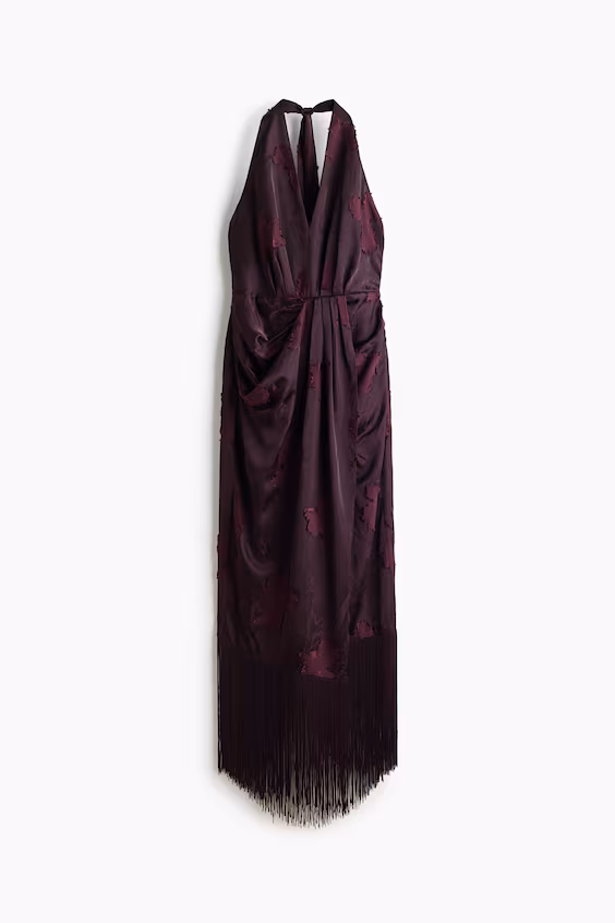 Платье из жаккардовой ткани с бахромой h&m