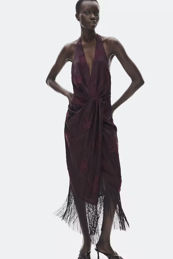 Платье из жаккардовой ткани с бахромой h&m