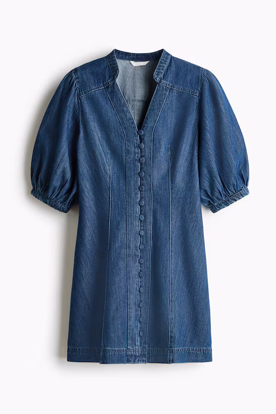 Джинсовое платье с объемными рукавами h&m