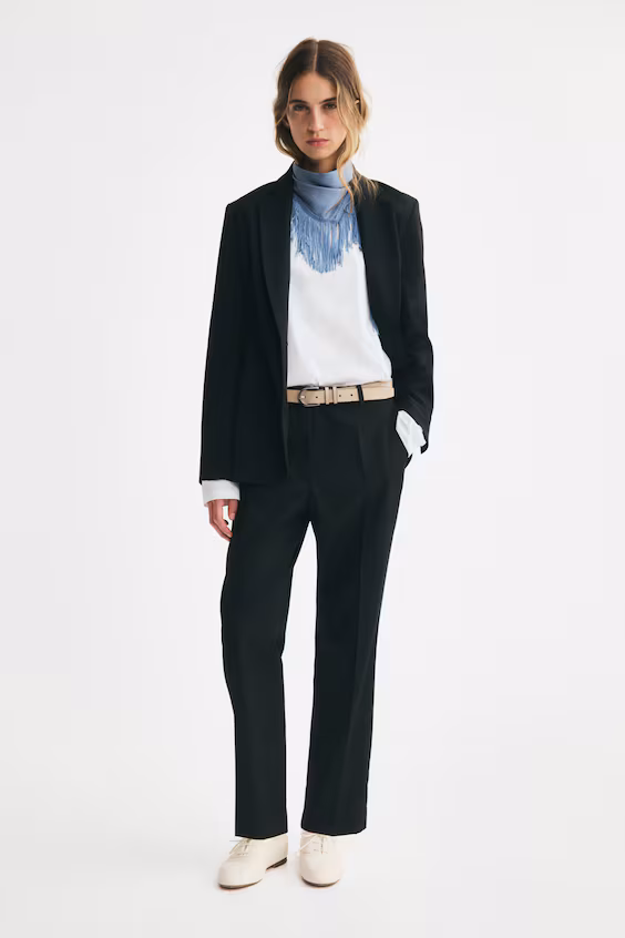 Однобортный блейзер из саржи h&m