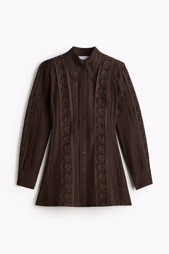 Платье-рубашка с кружевными лентами h&m