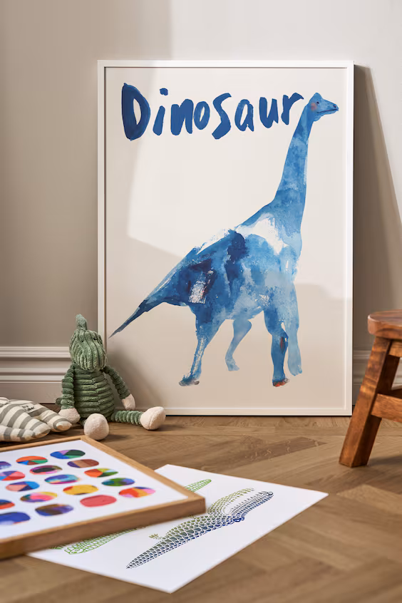 Постер акварельный динозавр