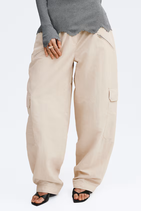 Свободные брюки карго светло-бежевого цвета h&m