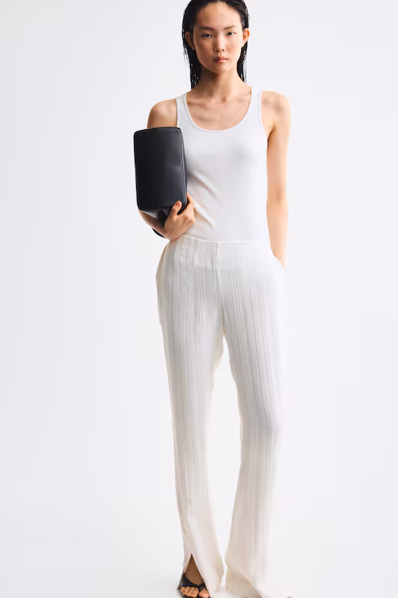 Брюки клеш из смеси льна h&m