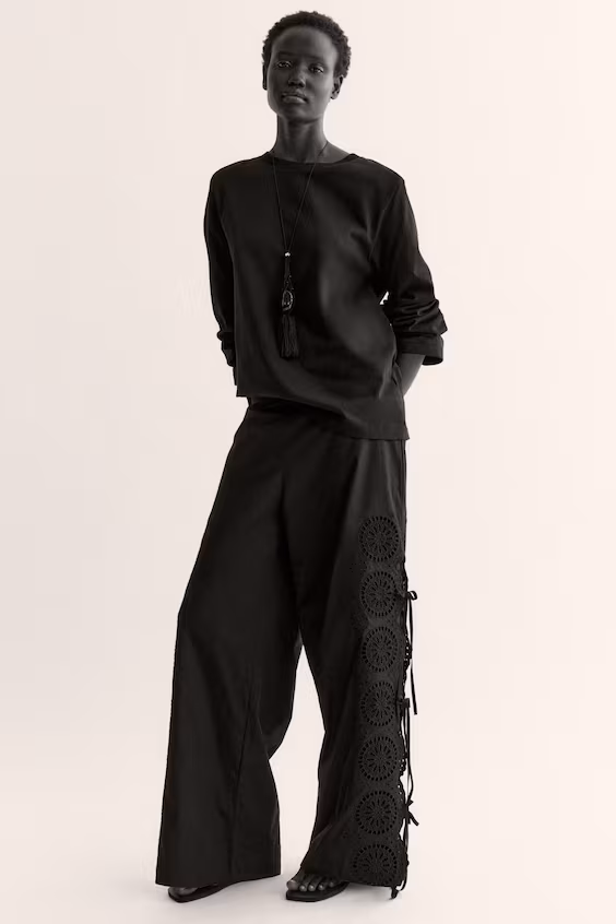 Брюки с завязками и английской вышивкой h&m