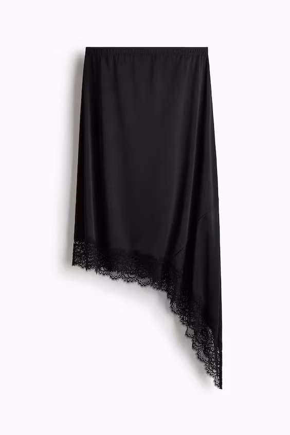Асимметричная юбка с кружевной отделкой h&m