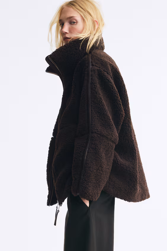 Комфортное пальто оверсайз из плюша h&m