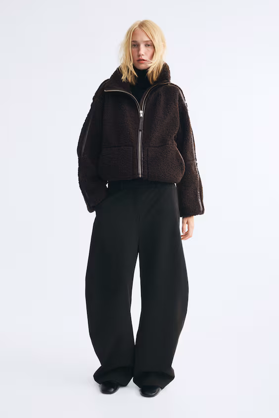 Комфортное пальто оверсайз из плюша h&m