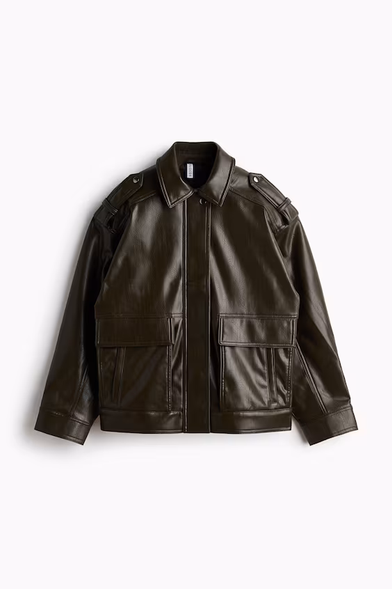 Кожаная байкерская куртка h&m