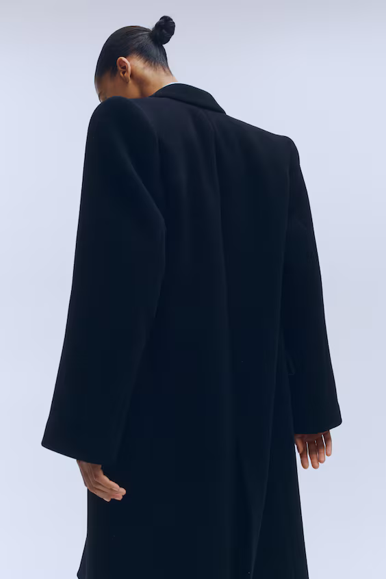 Длинное приталенное пальто из шерсти h&m