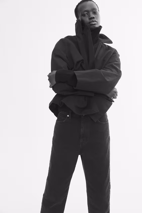 Джинсы mom slim fit с высокой посадкой укороченные