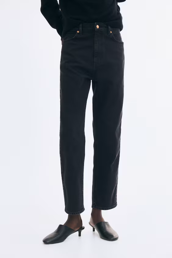 Джинсы mom slim fit с высокой посадкой укороченные