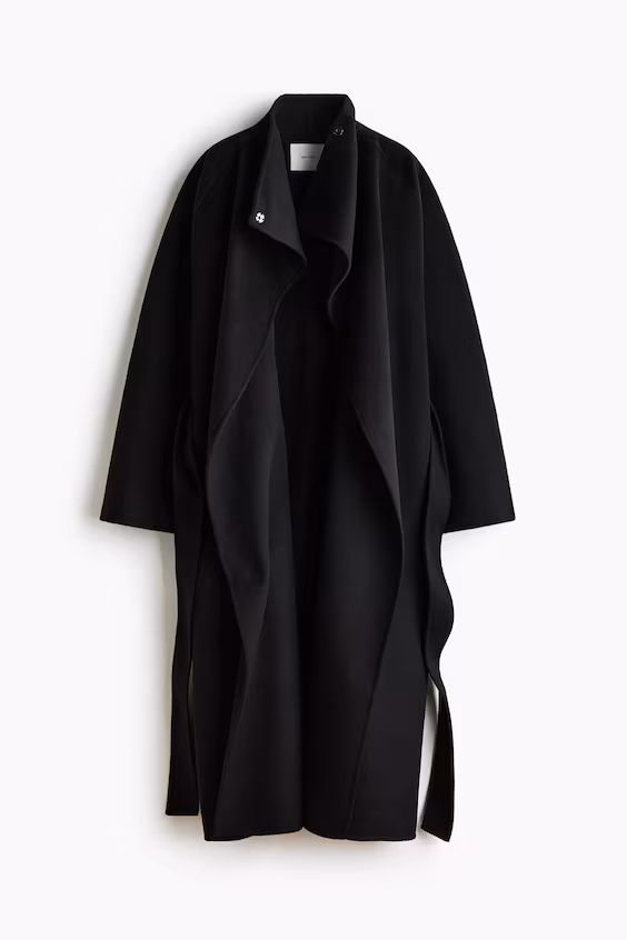 Длинное свободное пальто из шерсти h&m