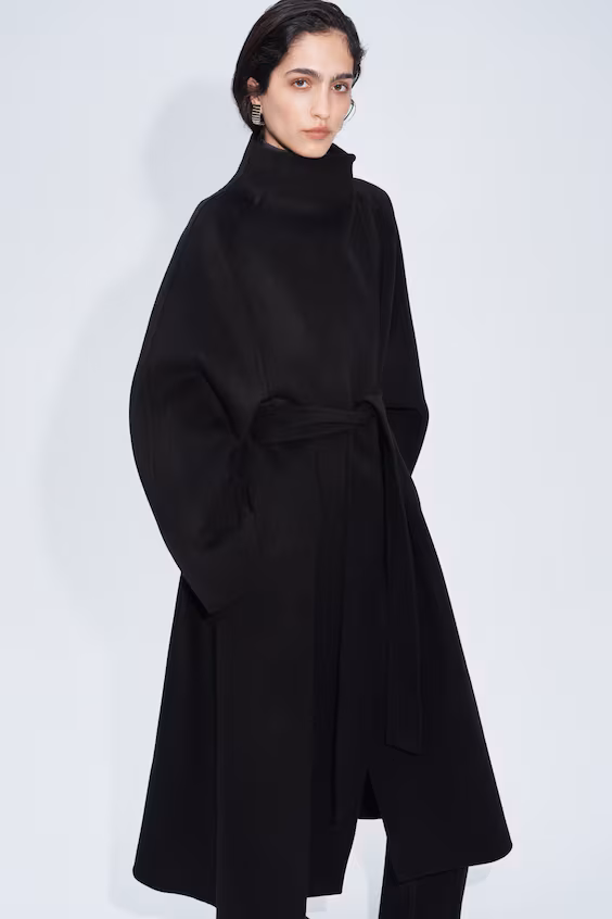 Длинное свободное пальто из шерсти h&m