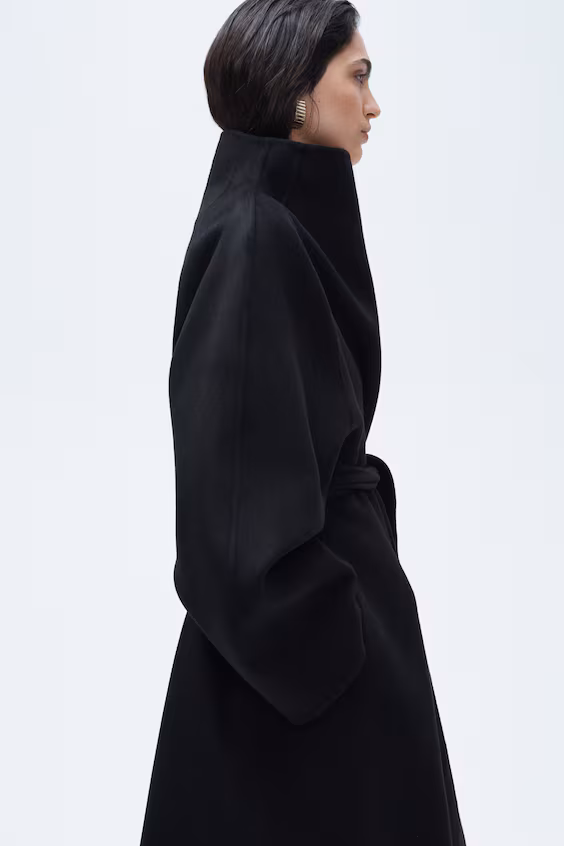 Длинное свободное пальто из шерсти h&m