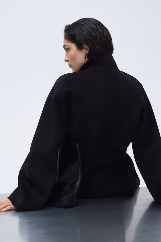 Длинное свободное пальто из шерсти h&m