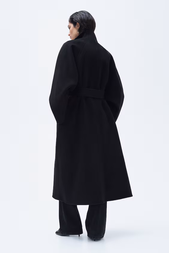 Длинное свободное пальто из шерсти h&m