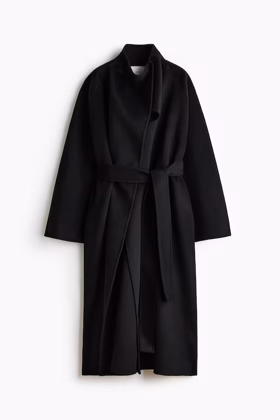 Длинное свободное пальто из шерсти h&m
