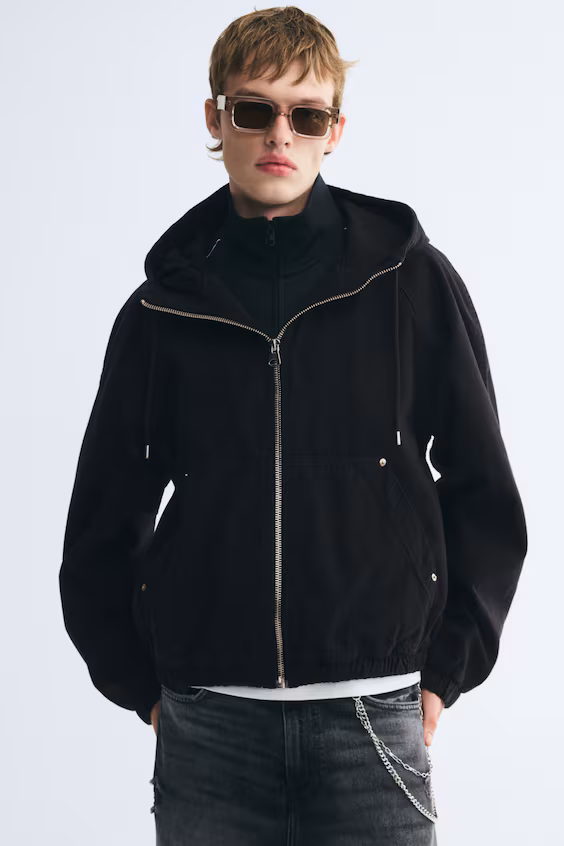 Комфортная рабочая куртка из хлопка с капюшоном h&m