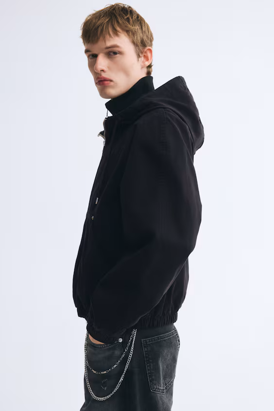 Комфортная рабочая куртка из хлопка с капюшоном h&m