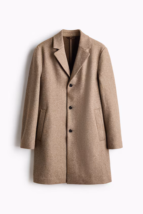 Длинное пальто с одним рядом пуговиц h&m