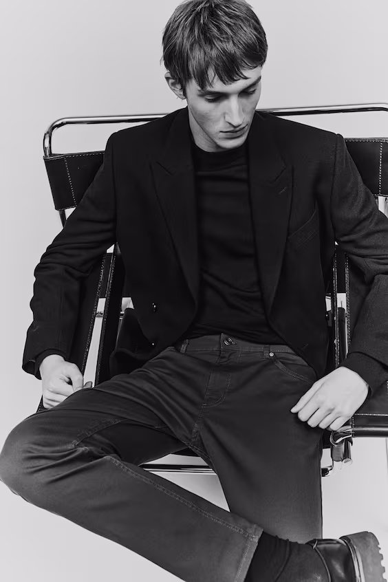 Брюки slim fit из саржи хлопка