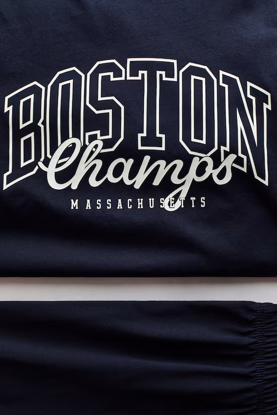 Хлопковая пижама с принтом boston