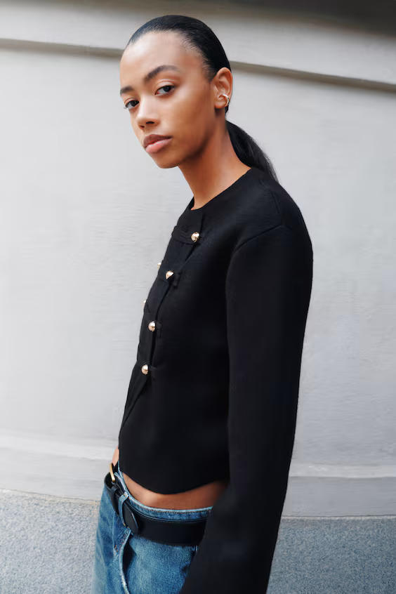 Короткий вязаный кардиган h&m