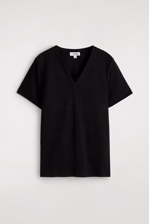 Футболка из льна с v-образным вырезом h&m